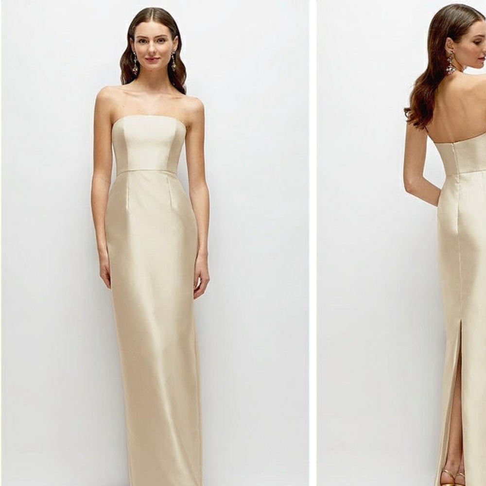 Alfred Sung STRAPLESS SATIN COLUMN DRESS